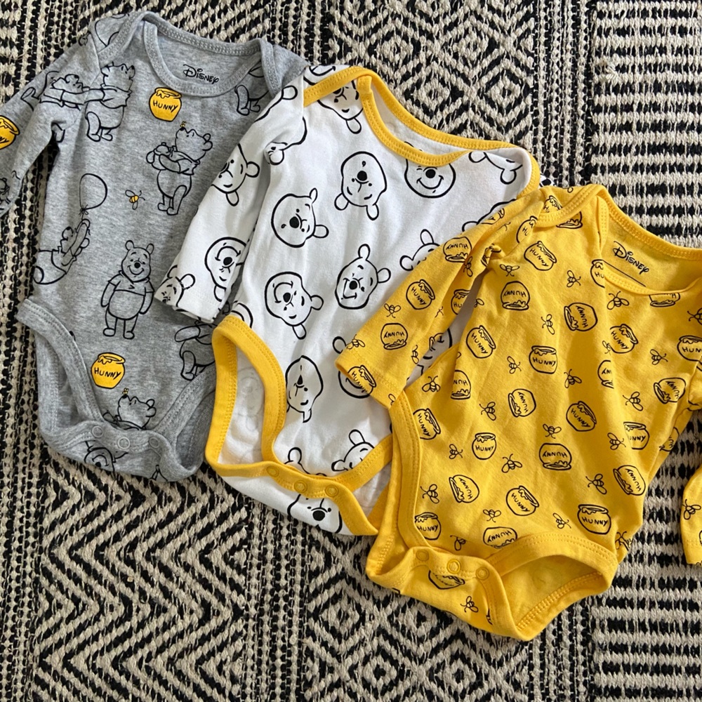Three Disney 3month Winnie The Pooh Onesies